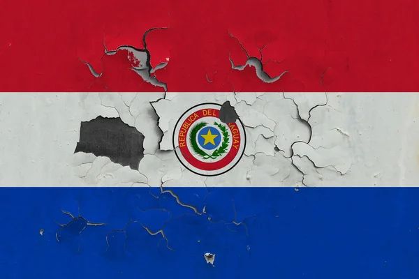 Прапор Парагваю Закриває Старі Пошкоджені Брудні Стіни Щоб Побачити Всередині — стокове фото