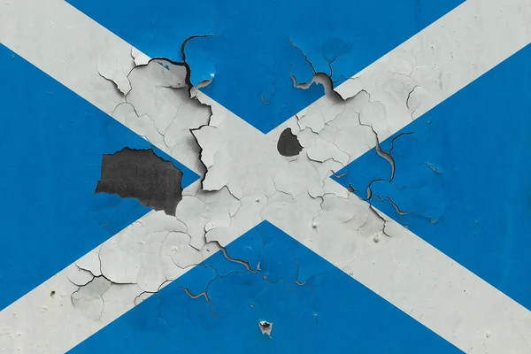 Bandera Escocia Cerrar Viejo Dañado Sucio Pared Pelar Pintura Para — Foto de Stock