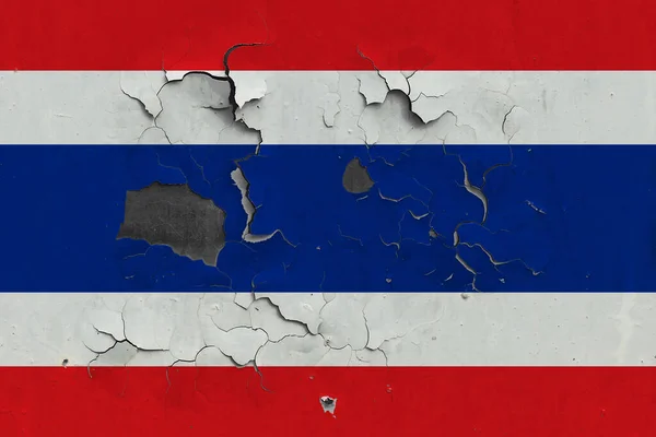 Thailand Flag Close Old Damaged Dirty Wall Peeling Paint See — Stock Photo, Image