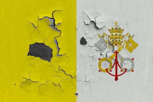 Флаг Ватикана Закрывает Старые Поврежденные Грязные Стены Снимая Краску Увидеть — стоковое фото