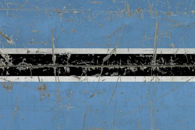 Kirli yüzeyde Botswana bayrağı var. Klasik stil yüzeyinde ulusal model. Çizilmiş ve yıpranmış konsept.