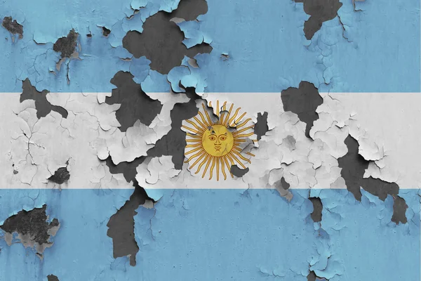 Argentina Bandiera Vicino Dipinto Danneggiato Sporco Sul Muro Staccando Vernice — Foto Stock