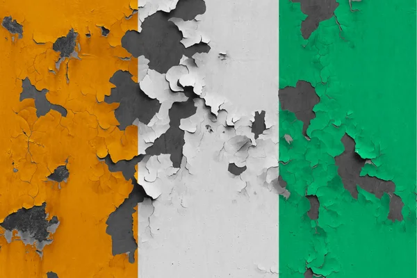 Bandera Cote Ivoire Cerrar Pintado Dañado Sucio Pared Pelar Pintura —  Fotos de Stock
