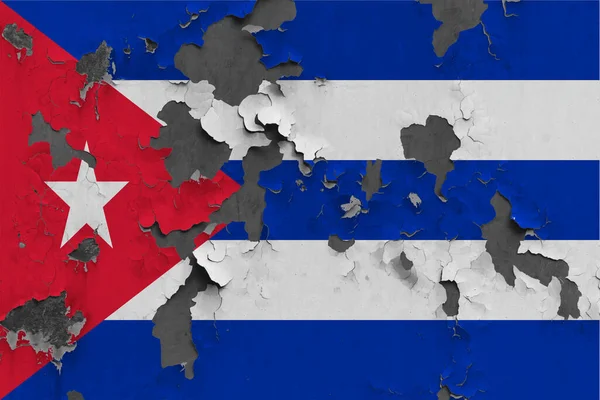 Bandera Cuba Cerrar Pintado Dañado Sucio Pared Pelar Pintura Para — Foto de Stock