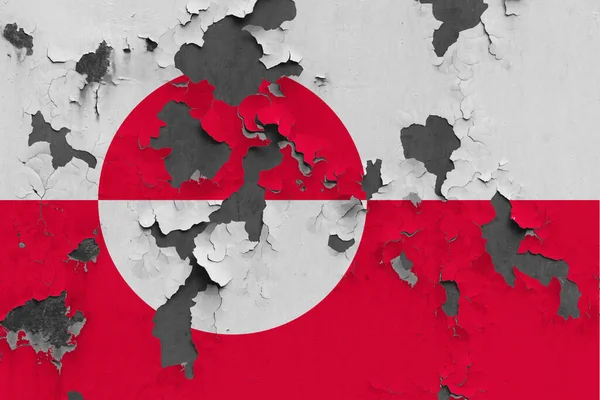Die Grönländische Flagge Großaufnahme Bemalt Beschädigt Und Verschmutzt Auf Einer — Stockfoto