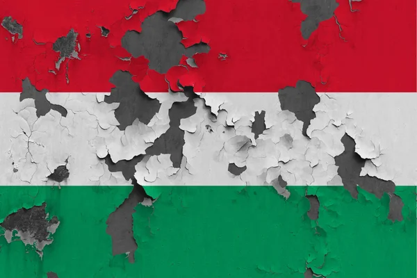Magyarország Zászló Közeli Festett Sérült Koszos Falon Lehámló Festék Hogy — Stock Fotó
