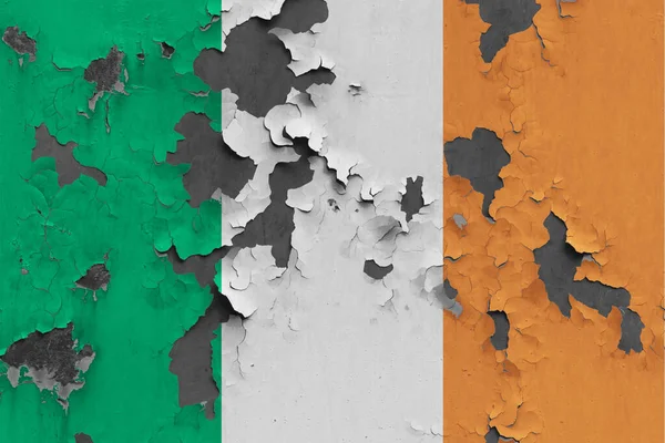 Bandera Irlanda Cerrar Pintado Dañado Sucio Pared Pelar Pintura Para —  Fotos de Stock