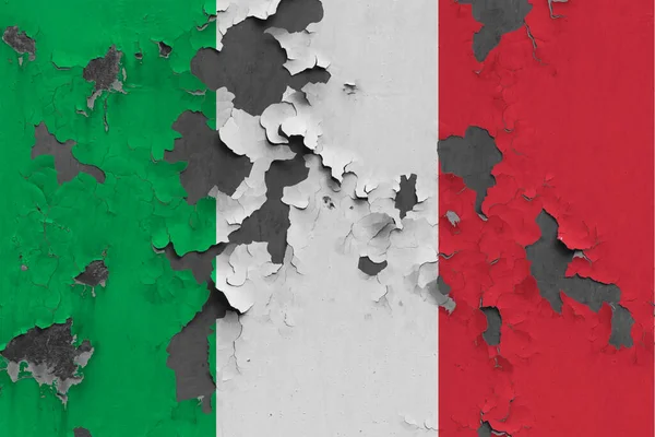 Bandera Italia Cerrar Pintado Dañado Sucio Pared Pelar Pintura Para — Foto de Stock