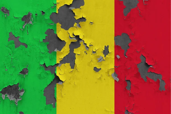 Bandera Malí Cerrar Pintado Dañado Sucio Pared Pelar Pintura Para — Foto de Stock
