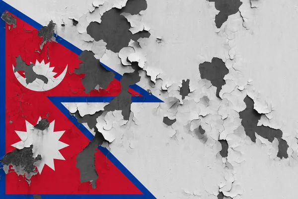 Σημαία Του Νεπάλ Κοντά Βαμμένο Κατεστραμμένο Και Βρώμικο Στον Τοίχο — Φωτογραφία Αρχείου