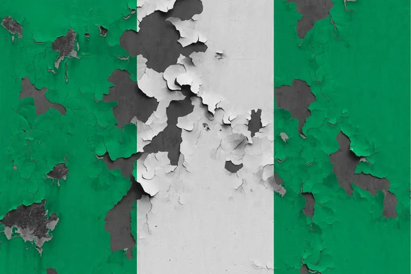 Nigeria Vlag Close Geschilderd Beschadigd Vuil Muur Schillen Van Verf — Stockfoto