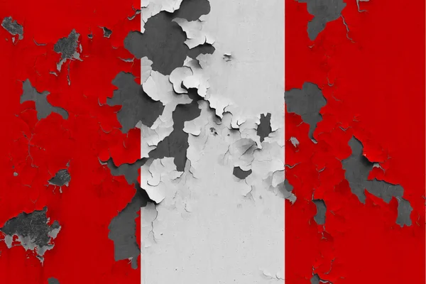 ペルーの旗は コンクリート表面を見るために塗料を剥がす壁に塗装され 破損し 汚れを閉じます ヴィンテージ ナショナル コンセプト — ストック写真