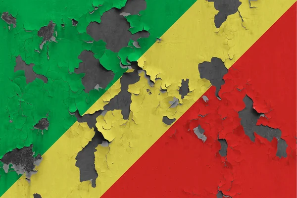 Die Flagge Der Republik Kongo Aus Nächster Nähe Bemalt Beschädigt — Stockfoto