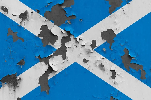 Bandera Escocia Cerrar Pintado Dañado Sucio Pared Pelar Pintura Para — Foto de Stock