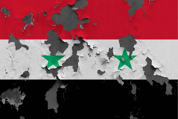 Syrien Flagge Aus Nächster Nähe Bemalt Beschädigt Und Verschmutzt Einer — Stockfoto