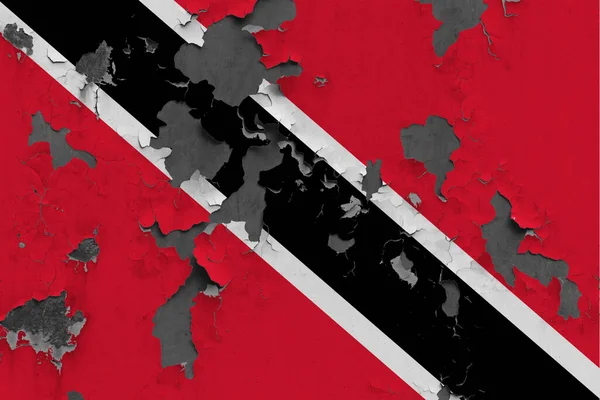 Trinidad Tobago Bayrağı Beton Yüzeyi Görmek Için Boyalı Hasarlı Kirli — Stok fotoğraf
