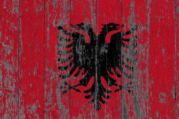 Albanië Vlag Grunge Gekrast Houten Oppervlak Nationale Vintage Achtergrond Oude — Stockfoto