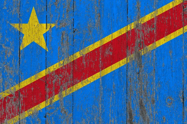 Bandera Del Congo Grunge Superficie Madera Rayada Fondo Vintage Nacional — Foto de Stock