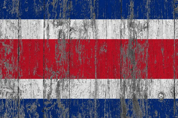 Costa Rica Flagga Grunge Repad Trä Yta Nationell Vintage Bakgrund — Stockfoto