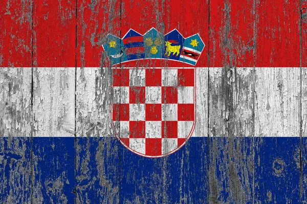 Bandera Croacia Grunge Superficie Madera Rayada Fondo Vintage Nacional Antigua — Foto de Stock