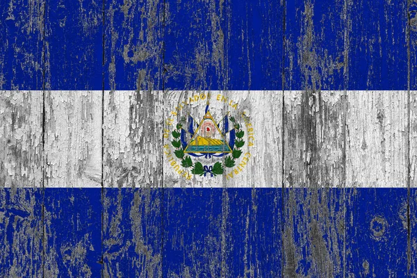 Bandeira Salvador Superfície Madeira Riscada Grunge Fundo Nacional Vintage Mesa — Fotografia de Stock