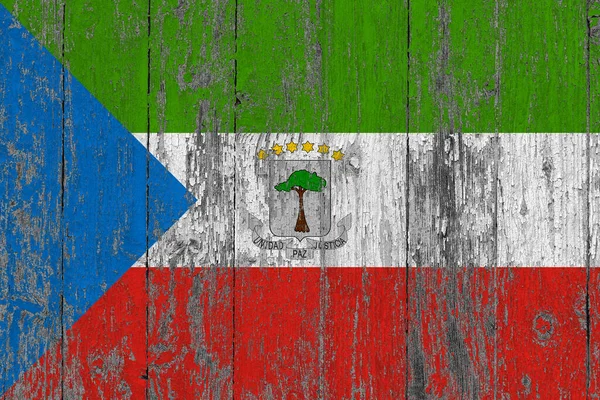 Bandeira Guiné Equatorial Superfície Madeira Arranhada Grunge Fundo Nacional Vintage — Fotografia de Stock