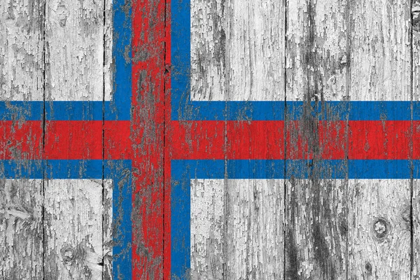 Faroe Islands Flag Grunge Scratched Wooden Surface National Vintage Background — Stock Photo, Image