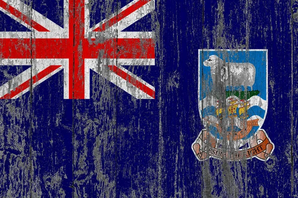 Vlajka Falklandských Ostrovů Grunge Poškrábaném Dřevěném Povrchu Národní Vinobraní Starý — Stock fotografie