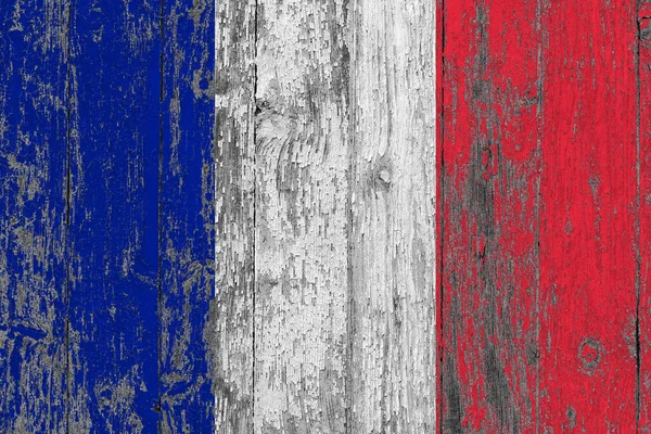 France Flag Grunge Scratched Wooden Surface National Vintage Background Old — Stock Photo, Image