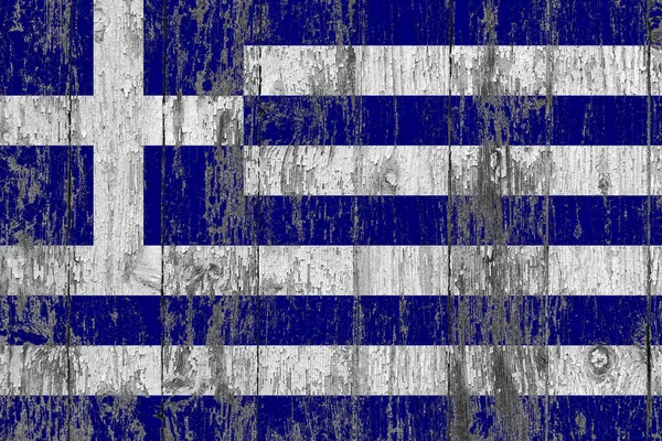 Drapeau Grèce Sur Surface Grunge Bois Rayé Fond Vintage National — Photo