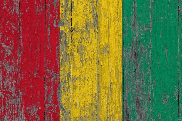Guinea Bissau Flagge Auf Zerkratzter Holzoberfläche Nationaler Vintage Hintergrund Alter — Stockfoto