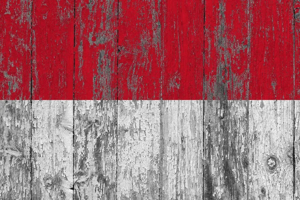 Indonesia Flag Grunge Scratched Wooden Surface National Vintage Background Old — Stock Photo, Image