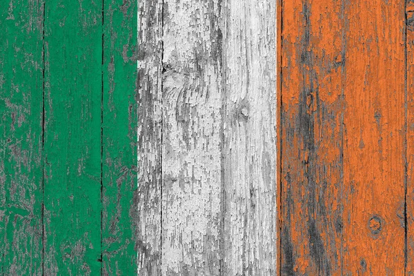 Irland Flagga Grunge Repad Trä Yta Nationell Vintage Bakgrund Gamla — Stockfoto