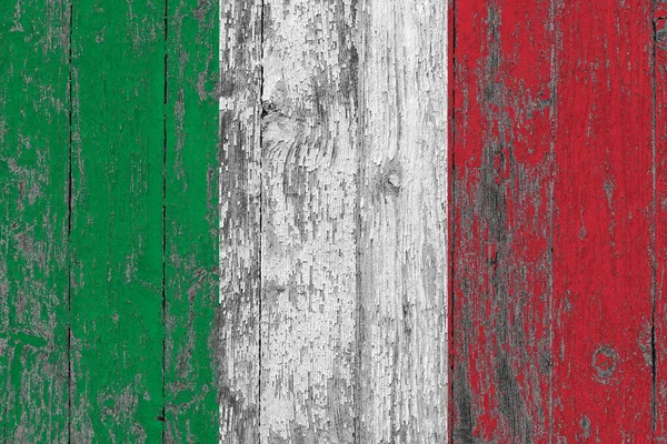 Italien Flagge Auf Grunge Zerkratzter Holzoberfläche Nationaler Vintage Hintergrund Alter — Stockfoto
