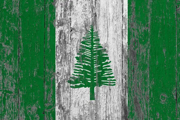 Norfolk Island Flagge Auf Grunge Zerkratzter Holzoberfläche Nationaler Vintage Hintergrund — Stockfoto