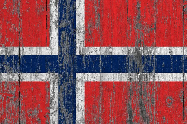 Bandera Noruega Grunge Superficie Madera Rayada Fondo Vintage Nacional Antigua — Foto de Stock