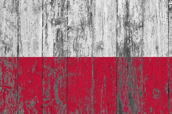 Poland Flag Grunge Scratched Wooden Surface National Vintage Background Old — Stock Photo, Image