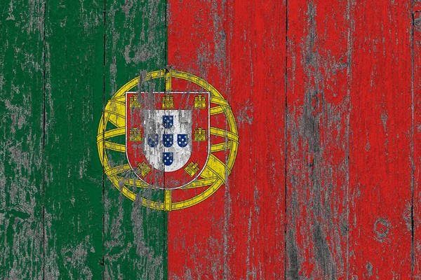 Drapeau Portugal Sur Une Surface Grunge Bois Rayé Fond Vintage — Photo