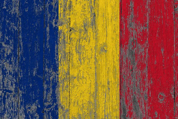 Bandera Rumanía Grunge Superficie Madera Rayada Fondo Vintage Nacional Antigua —  Fotos de Stock