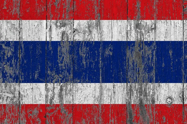 Флаг Таиланда Гранжевой Царапине Деревянной Поверхности Национальное Винтажное Прошлое Старая — стоковое фото
