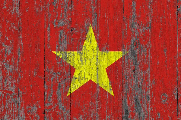 Flaga Wietnamu Grunge Drapała Drewnianą Powierzchnię Narodowe Pochodzenie Stary Drewniany — Zdjęcie stockowe
