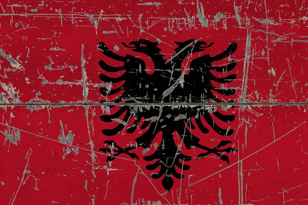 Bandiera Albania Dipinta Superficie Sporca Incrinata Modello Nazionale Superficie Stile — Foto Stock