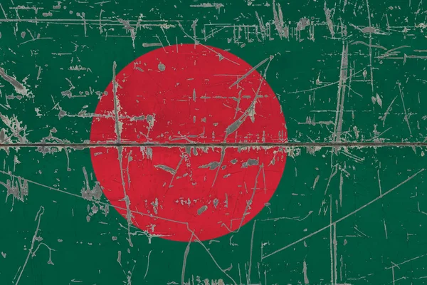 Bandera Bangladesh Pintada Sobre Una Superficie Sucia Agrietada Patrón Nacional — Foto de Stock