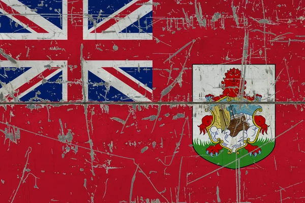 Bermuda Vlag Geschilderd Gebarsten Vuil Oppervlak Nationaal Patroon Vintage Stijl — Stockfoto