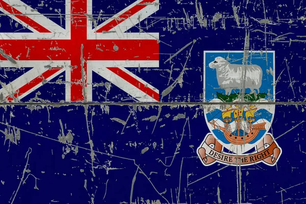 Die Flagge Der Falklandinseln Wurde Auf Eine Rissige Schmutzige Oberfläche — Stockfoto