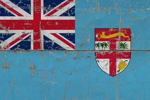 Fiji Flagget Malt Oppsprukket Skitten Overflate Nasjonalt Mønster Vintage Stil – stockfoto