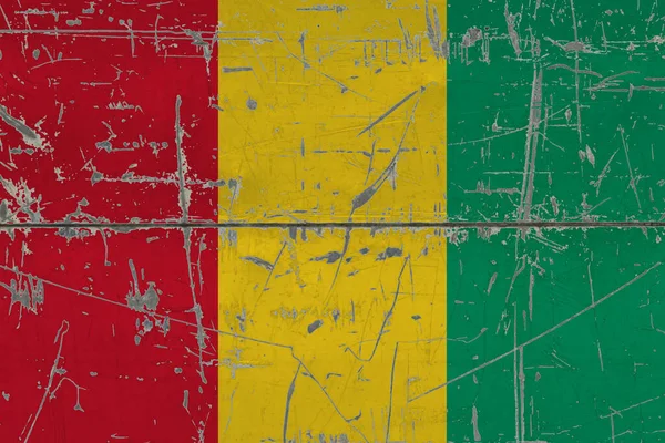 Σημαία Γουινέας Μπισσάου Βαμμένη Ραγισμένη Βρώμικη Επιφάνεια Εθνικό Μοτίβο Vintage — Φωτογραφία Αρχείου