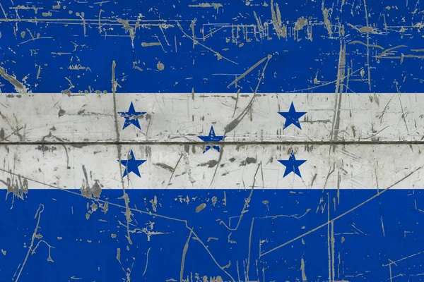 Honduras Vlag Geschilderd Gebarsten Vuil Oppervlak Nationaal Patroon Vintage Stijl — Stockfoto