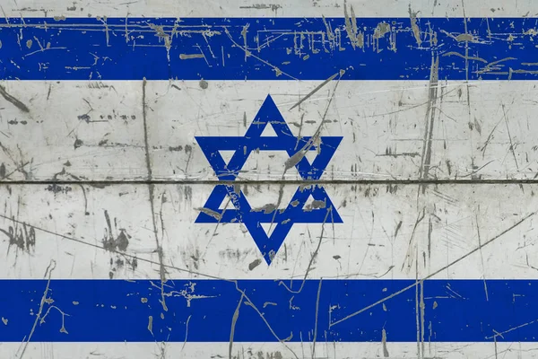 以色列国旗涂在裂缝的肮脏表面上 古埃及风格表面的国家图案 破碎和风化的概念 — 图库照片