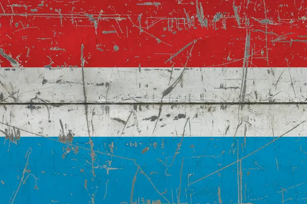 Luksemburska Flaga Pomalowana Popękanej Brudnej Powierzchni Krajowy Wzór Powierzchni Stylu — Zdjęcie stockowe